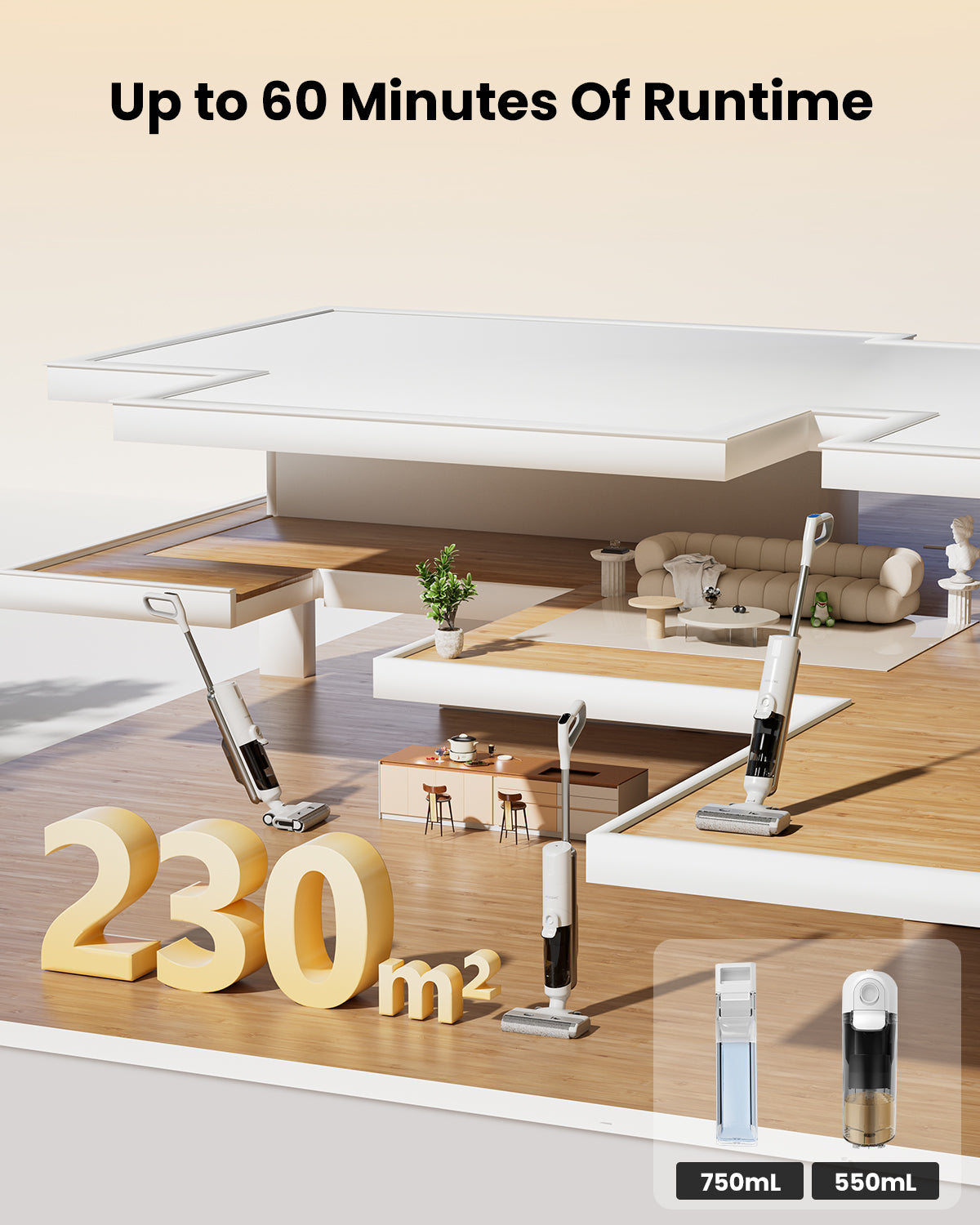 3-in-1 plaunantis dulkių siurblys-šluota Proscenic F10 Ultra