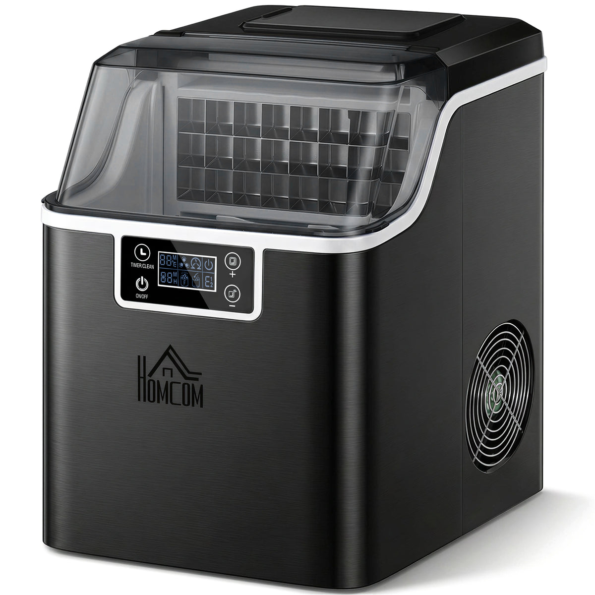 Machine à glaçons, 20 kg en 24h, 24 glaçons en 14-18 min, ice maker avec fonction autonettoyante, 25,2x36x37,1cm, noir