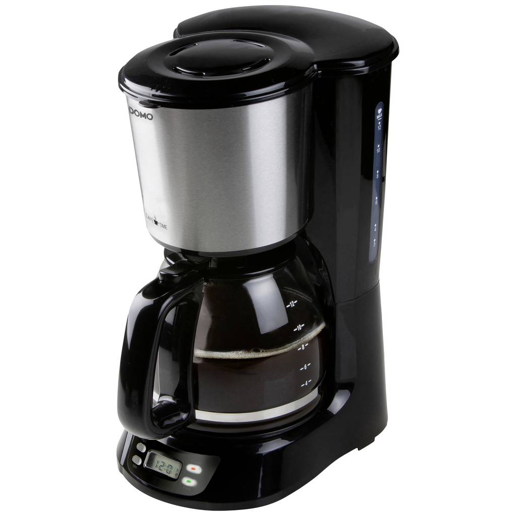 DOMO DO1065K Coffee maker Black, Stainless steel Cup volume=12 Display, DO1065K
