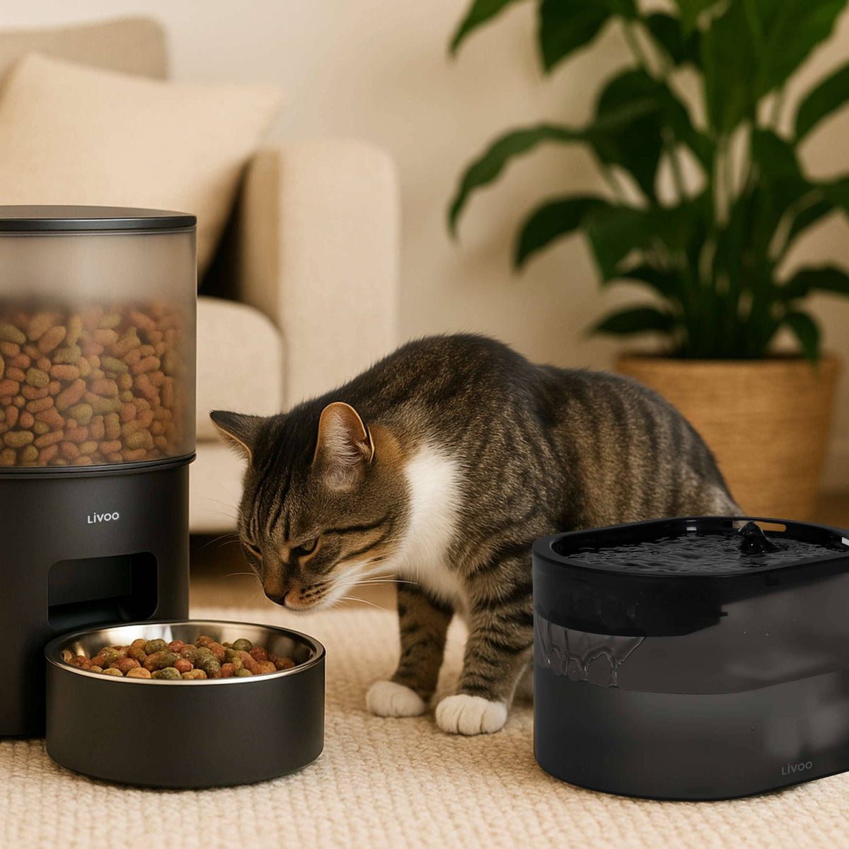 Automatinis maisto dozatorius ir vandens fontanas Livoo PET107