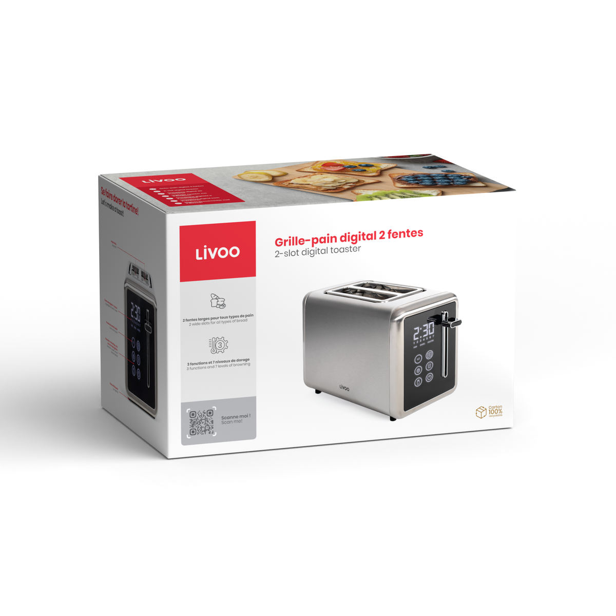 Livoo DOD205 digital 2-slice toaster
