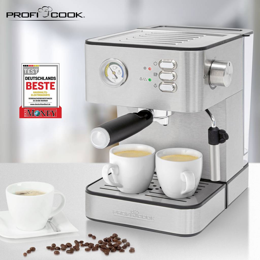 Profi Cook PC-ES 1209 Espresso machine with sump filter holder Stainless  501209