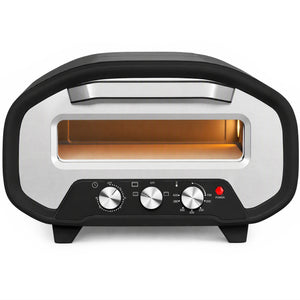 Four à Pizza Électrique d'Intérieur 2200 W jusqu'à 430°C, Pierre en Céramique Ø30,5 cm, Minuteur 60 min, Noir