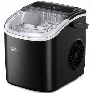 Machine à glaçons, 12kg en 24h, 9 glaçons en 6-12 minutes, ice maker avec poignée, panier et pelle, 22,2x29,4x29cm, noir