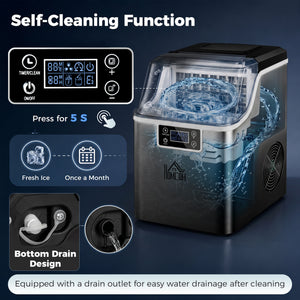 Machine à glaçons, 20 kg en 24h, 24 glaçons en 14-18 min, ice maker avec fonction autonettoyante, 25,2x36x37,1cm, noir