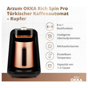 arzum ESPRESSOKANNE mit MILCHAUFSCHÄUMER Coffee maker Bronze Cup volume OK0026-B