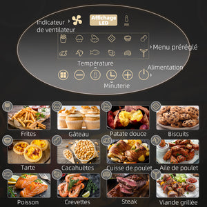 Friteuse sans huile 4 L, air fryer 1300 W 12 programmes, écran tactile, température réglable, panier antiadhésif, noir
